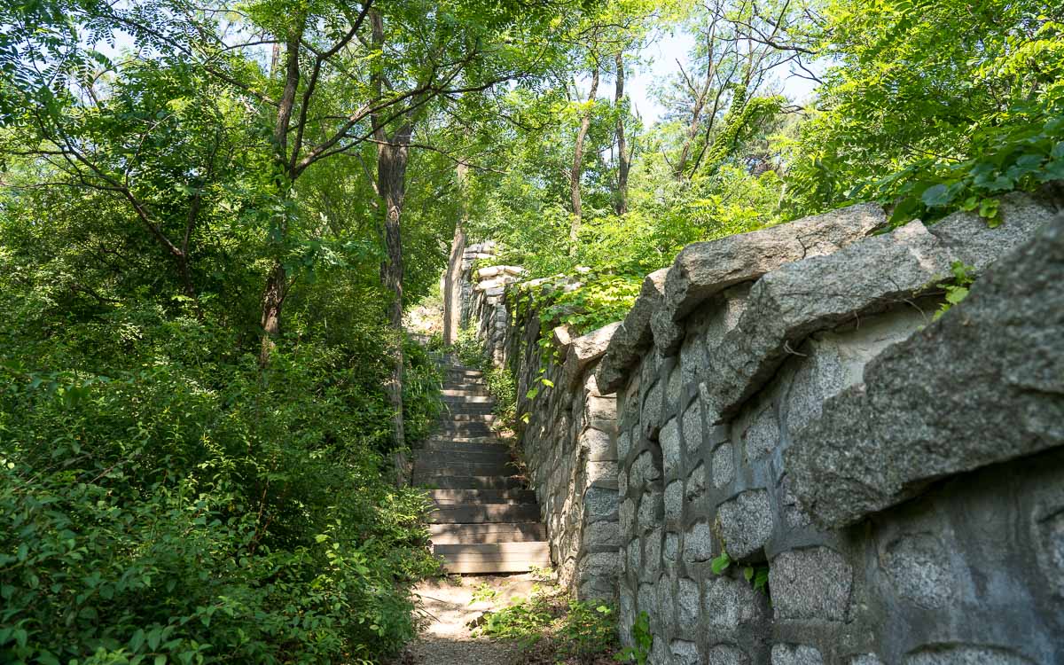 A section of Tangchundaeseong Fortress near Inwangsan Mountain, Seoul, South Korea